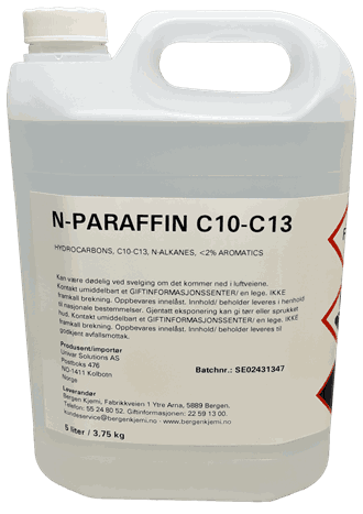 N-Paraffin C10-C13 (lampeolje). 5 liter / 3,75 kg.