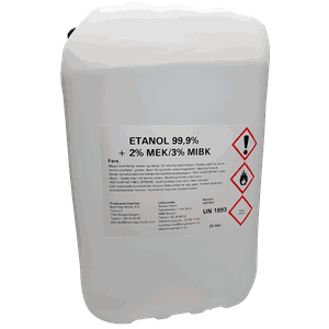 ETANOL 99,9% + 2% MEK/3% MIBK. 20 kg / 25 liter.