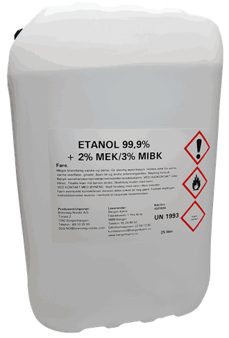 ETANOL 99,9% + 2% MEK/3% MIBK. 20 kg / 25 liter.