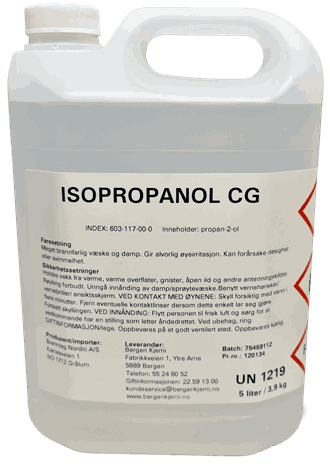 Isopropanol CG. 5 liter / 3,9 kg