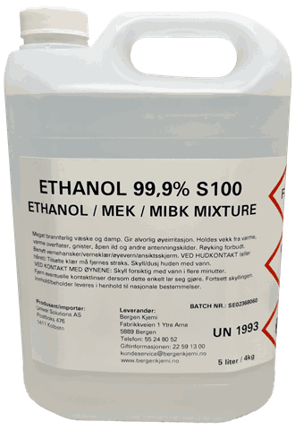 ETHANOL 99.9% S 100. 5 liter / 4 kg.