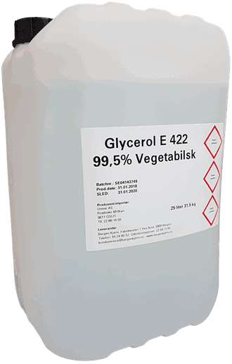 Glycerol. 99,5% vegetabilsk. 32,5 kg / 25 liter.