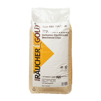 RÄUCHERGOLD® HBK 750-2000. 0,75-2,5mm Røykespon av bøk. 15kg