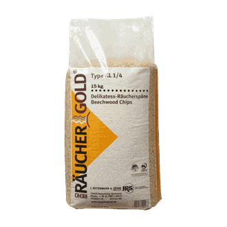 RÄUCHERGOLD® KL 1-4. 2,5-3,5mm Røykeflis av bøk. 15kg.