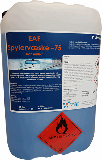 EAF Spylervæske -75 konsentrat. 25 liter/20,4kg.