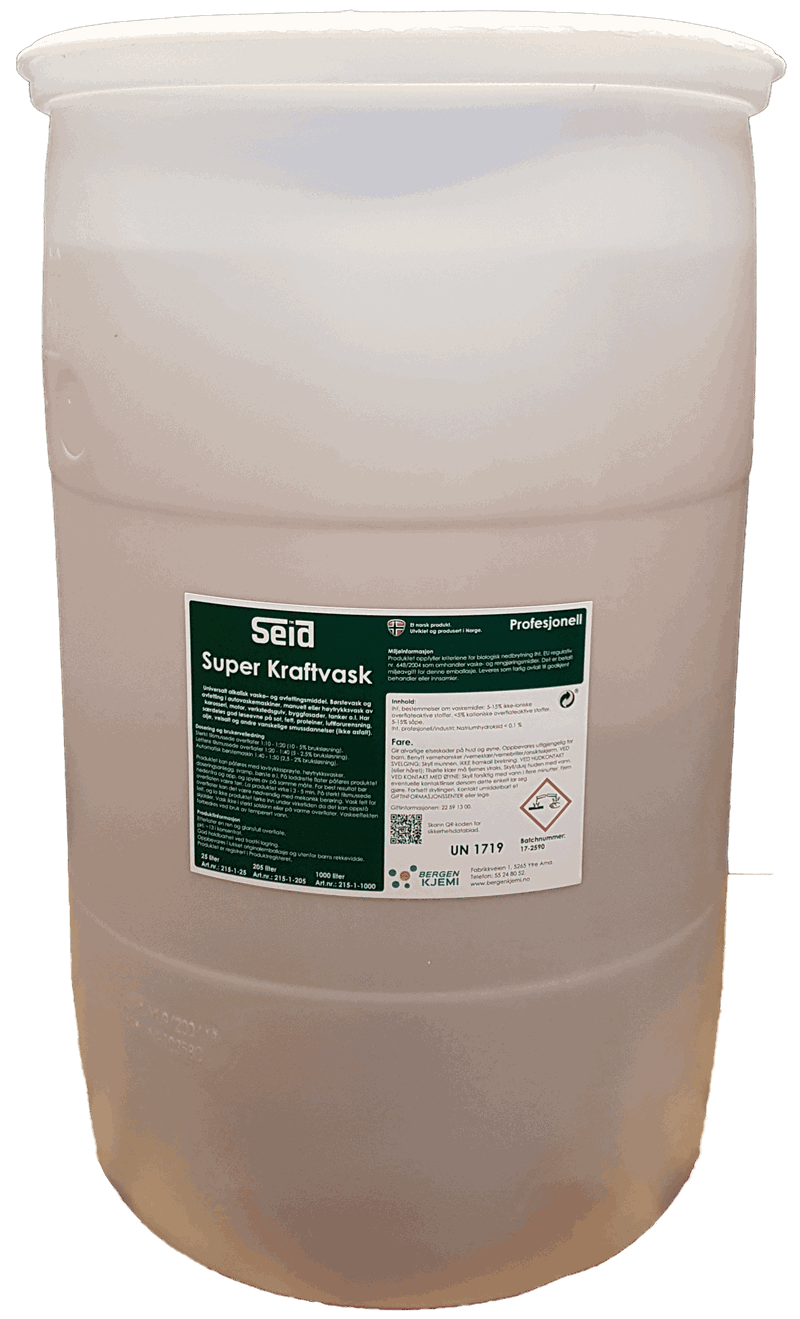 Seid Super Kraftvask. 205 liter. Profesjonell - Bergen Engros